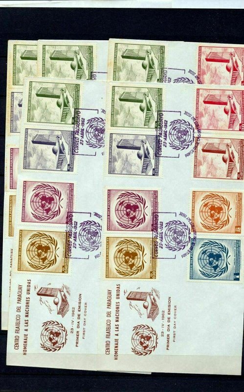 PARAGUAY 1962 UN FDC Covers x 5 (Seq 896