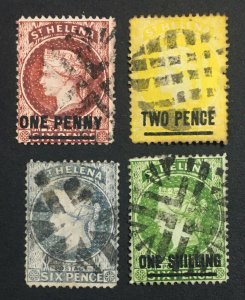 MOMEN: ST HELENA SG #27-30 P14 1880 CROWN CC USED LOT #60465