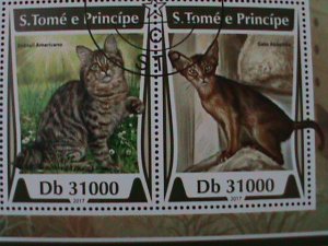 ​ST. THOMAS- 2017-WORLD FAMOUS LOVELY CATS-CTO- SHEET VF LAST ONE FANCY CANCEL