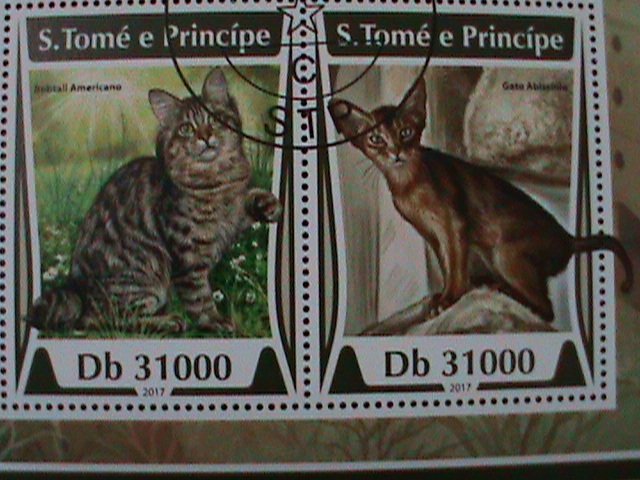 ​ST. THOMAS- 2017-WORLD FAMOUS LOVELY CATS-CTO- SHEET VF LAST ONE FANCY CANCEL