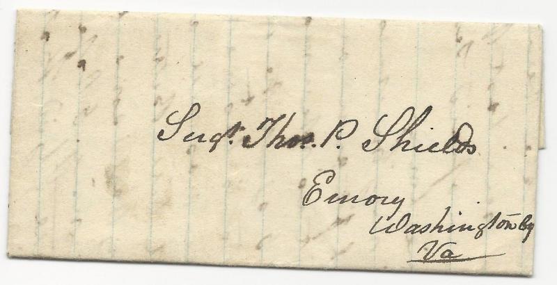 CSA Scott #9 on Folded Letter Cartersville, VA July 16 1863 Double Transfer Cert