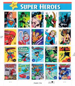 United States 2005 DC Comics Super Heros Superman Wonder Woman  Sheet VF/NH