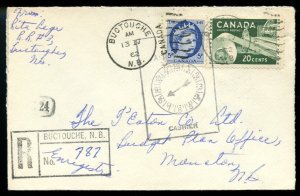 ?BUCTOUCHE, N.B. Registered 1962 Wilding issue Canada cover