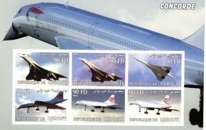 Djibouti 2004 Concorde (6) Souvenir Sheet Imperforated # Dji 17/22CA