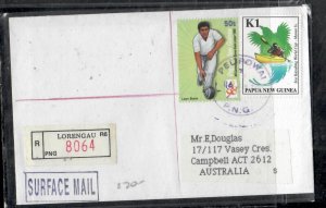 PAPUA NEW GUINEA COVER (P1809BB) 2000 2 STAMP REG  LORENGAU(PELIPOWAI)-AUSTRALIA 