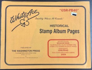 White Ace Historical Stamp Album US Pages Regular Supplement USR-PB40 2009 NEW