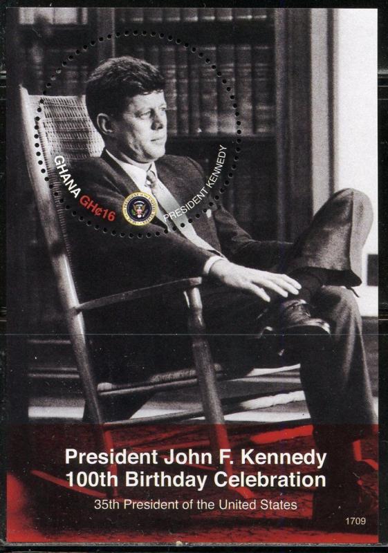 GHANA 2017  100th BIRTHDAY CELEBRATION JOHN F. KENNEDY SOUVENIR  SHEET MINT NH