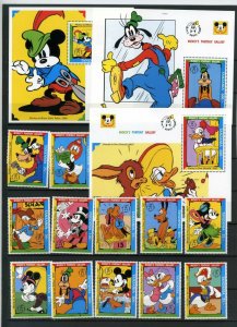 TANZANIA 1992 DISNEY MICKEY'S PORTRAIT GALLERY SET OF 12 STAMPS & 3 S/S MNH 