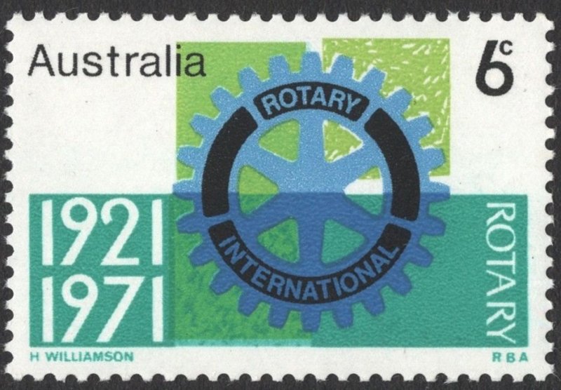 Australia SC#498 6¢ 50th Anniversary Rotary International Australia (1971) MNH
