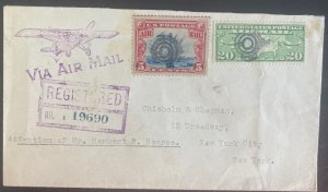 1930 San Juan Puerto Rico Airmail Registered Cover To New York USA