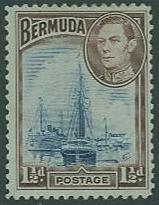 Bermuda SC#119a Yatch Lucie King George VI, 1-1/2d, MH