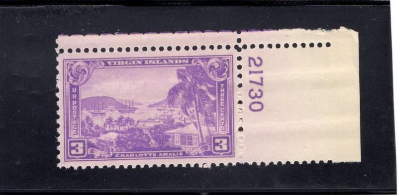 802 Virgin Islands, MNH w/plate #