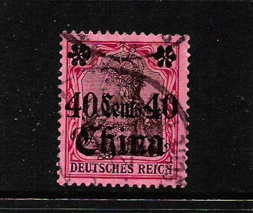 GERMAN  PO CHINA  1905  40c on 80pf  BLACK/CARMINE   FU   SG 41