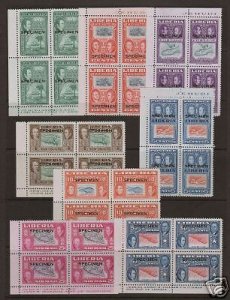 Liberia Sc 332/C69 MNH. 1952 Views, SPECIMEN blocks, XF