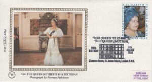 Great Britain 1980 FDC Sc 919 Queen Mother's 80th Birthday Benham Silk