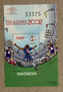 Indonesia 2002 World Cup MS, MNH. Scott 1989, CV $3.00. Soccer, futbol