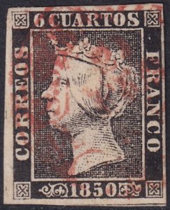 Spain 1850 Sc 1b used date (baeza) cancel type I position 19