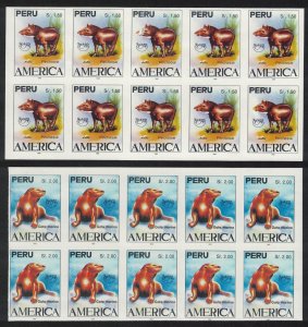 Peru Tapir Otter UPAEP UNISSUED Imperf RARR Sheets 1993 MNH