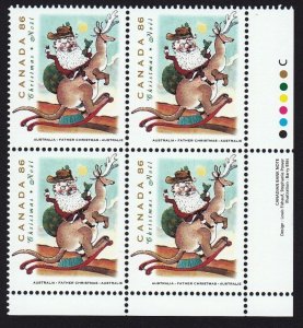 Christmas * Santa AUSTRALIA * Canada 1993 #1501 MNH LR Block of 4 CV$10