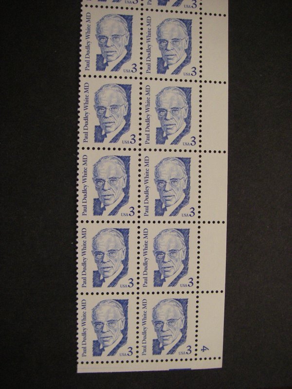 Scott 2170a, 3c Paul Dudley White, PB20 #4, LR, Dull gum,  MNH Great Americans