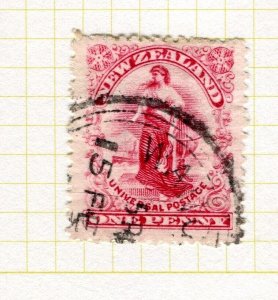 NEW ZEALAND; 1906 Penny Post issue used Shade P14, 1d. value Wellington