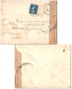 France 25c Sower 1917 Tresor et Postes and Poste Aux Armees to Auburn, N.Y. F...