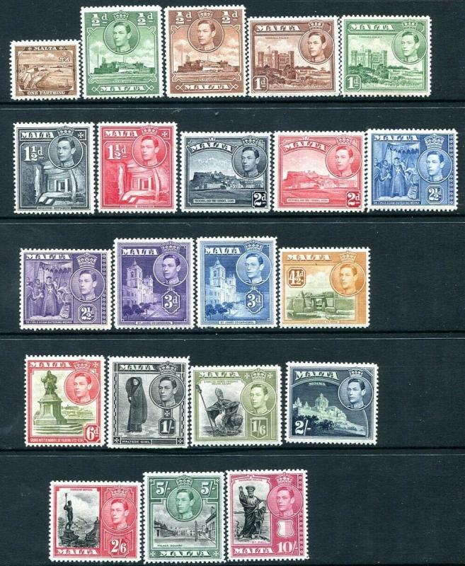 MALTA-1938-43 Set to 10/- Sg 217-231  LIGHTLY MOUNTED MINT V28788