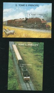 St. Thomas and Prince Locomotives, Train Souvenir Stamp Sheets MNH Sao Tome