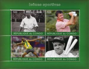 Sports Stamps 2018 MNH Babe Ruth Usain Bolt Golf Baseball Athletics 4v M/S