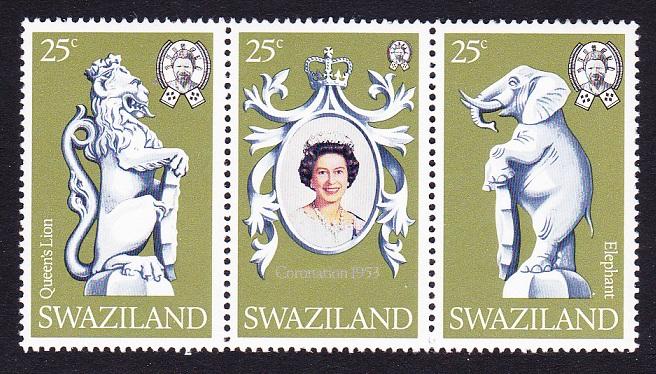 Swaziland Coronation 3v strip SG#293-295 SC#302-3020c