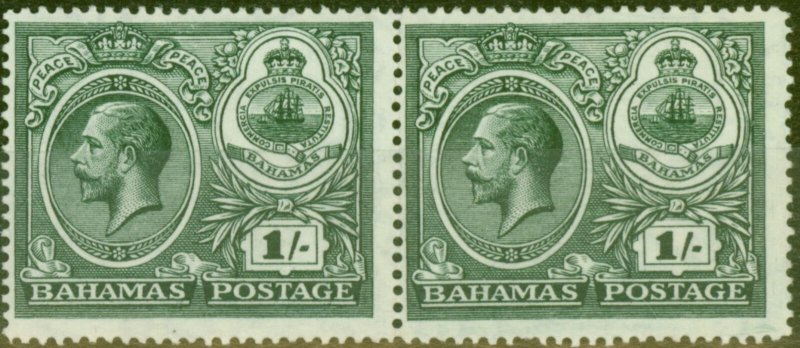 Bahamas 1920 1s Dp Myrtle-Green SG110 Fine Lightly Mtd Mint Pair