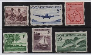 Cocos 1963 SG1-6 lightly mounted set of 6 definitives