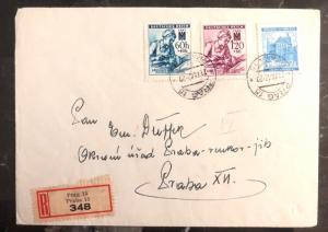 1942 Prague Bohemia Moravia Germany Registered Cover Locally  Used