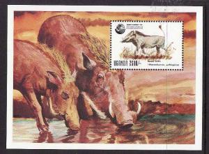 Uganda-Sc#1110-unused NH sheet-Wild Animals-Wart Hog-1992-