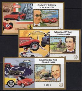 St.Vincent 1987 Sc#1048/1051 Celebrating 100 Years of the Automobile 4 SS MNH