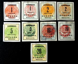 MEXICO #394-398 MH Lot of 9 Used 1 EFO