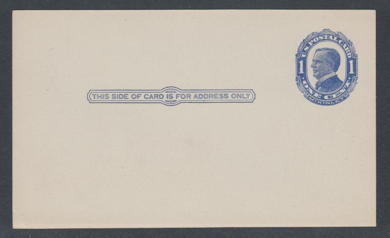 US Sc UX22 unused. 1910 1c blue McKinley Postal Card on bluish stock, fresh, VF.