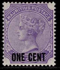 MAURITIUS QV SG123, 1c on 2c pale violet, M MINT.