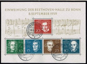 Germany 1959 Sc.#804 used,  Inauguration of the Beethovenhalle Bonn. cv.€80