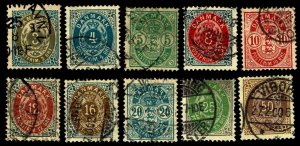 1895-1901 Denmark #41-51 - Watermark 112 - Used - VF - CV$63.85 (ESP#3752)