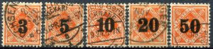 Wuertemberg   Sc.#             Mi.# 184-188 used  CV 1000 euro