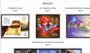 COLOR PRINTED MEXICO 2011-2014 STAMP ALBUM PAGES (36 illustrated pages)