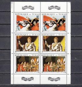 Chad, Scott cat. C63 B. Napoleon Bonaparte sheet, 2 Strips of 3 values. ^