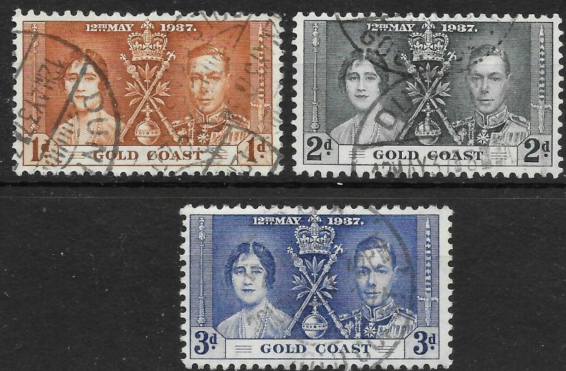 GOLD COAST SG117/9 1937 CORONATION SET USED