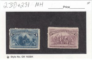  Scott # 230 and 231 set -  Mint Hinged - SCV - $28.00