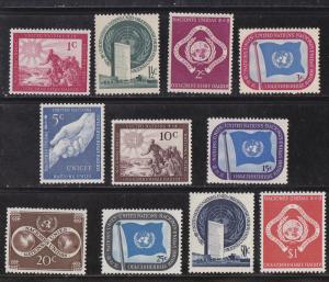 United Nations - New York # 1-11, 1st Issue, Complete Set,Hinged, 1/3 Cat.