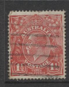 Australia - Scott 26 - KGV Head -1914 - Used - Wmk 9 - 1.1/2p Stamp