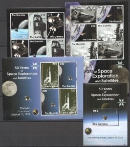 L0200 2008 Gambia 50 Years Of Space Exploration & Satellites 1Bl+3Kb Mnh