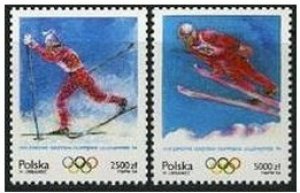 Poland 3185-3186,3187,MNH.Olympics Lillehammer-1994.Cross-country skiing,Jumping