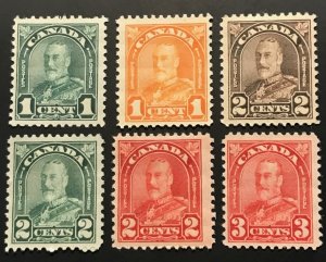 Canada, Scott 162 - 167, Unused, LHM-LHR, Lot of George V Arch Issue